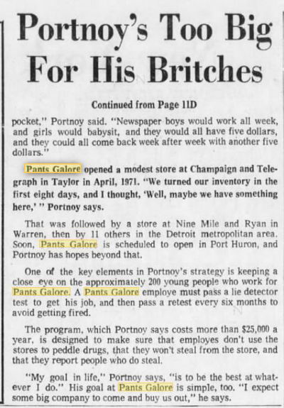 Pants Galore - 1973 Article Continued (newer photo)